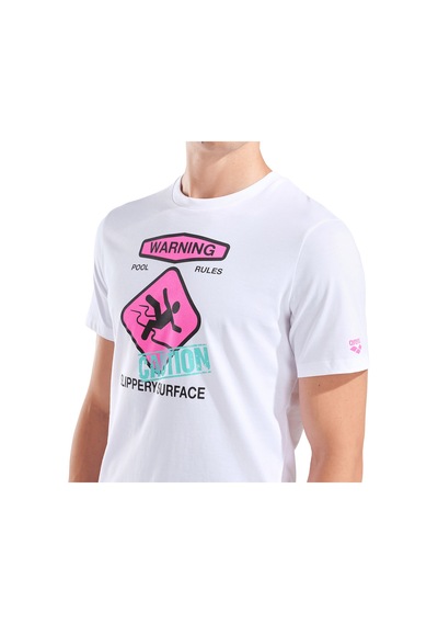 Arena Slippery Surface Print Erkek Beyaz Günlük Stil T-shirt 011332100