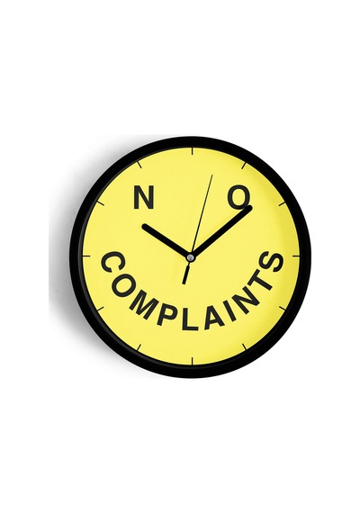 ' No Complaints '' Yazıllı Modern Tasarım Duvar Saati - 25cm - Önü Camlı Siyah Kasa-jh0332 Siyah