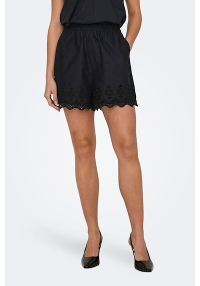 Only Onllou Lıfe Emb Loose Shorts Wvn Siyah Renkli