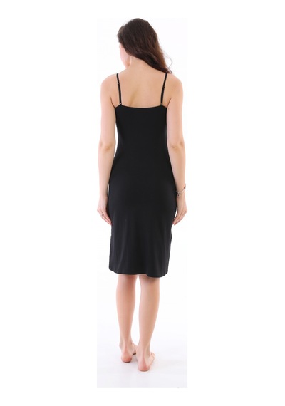 Moda Dua Freshness 3165 Kadın Modal Askılı Jüpon Kombinezon Siyah