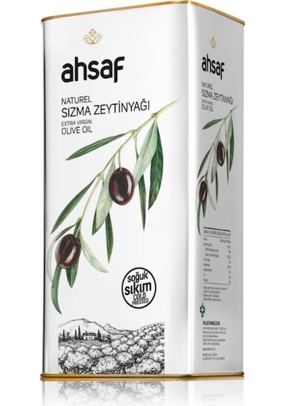 Ahsaf Soğuk Sıkım Naturel Sızma Zeytinyağı Teneke 5 L