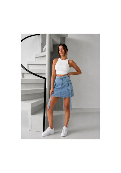 Bluemarlin Buz Kar Kargo Cep Kuşaklı Denim Kot Etek Buz Kar