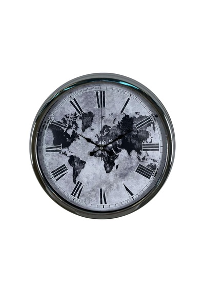 Global Silver 40 Cm Metal Duvar Saati Krom