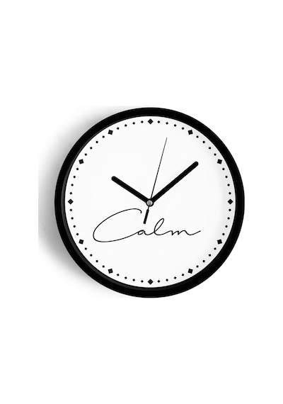 Modern Yazılı Tasarım - '' Calm '' Duvar Saati - 25cm - Önü Camlı Siyah Kasa - Sessiz Mekanizma-jh0569 Siyah