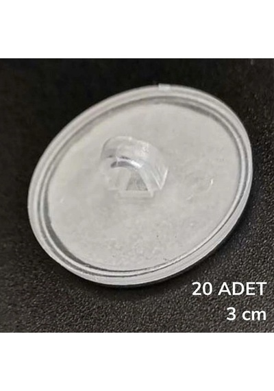 20 Adet Şeffaf Yuvarlak 3 Cm Çaplı Güçlü Disk Yapışkanlar Bx40 Rekli