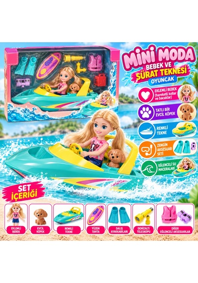 Arkhenx Bıg90458 Mini Moda Bebek Ve Sürat Teknesi Oyuncak Bzs1 Çok Renkli