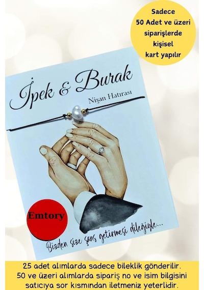 Hands 25 Adet Kına Hediyelik Bileklik - Kişiye Özel Yazı
