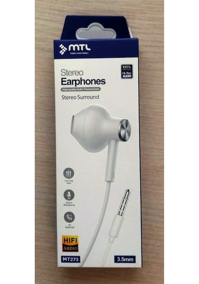 Mtl Mt273 Mikrofonlu Kablolu Telefon Kulaklığı 1,3m 3.5mm Mtl Mt273 3.5mmkablolukulaklıkbeyaz