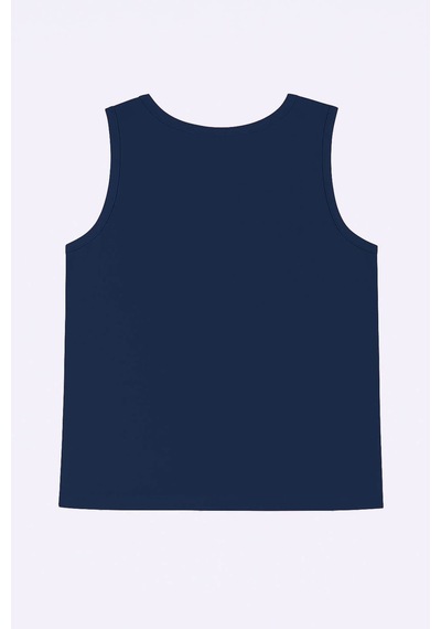 Markapia Man Erkek Kaptan Baskılı %100 Pamuk Kolsuz T-shirt Lacivert S