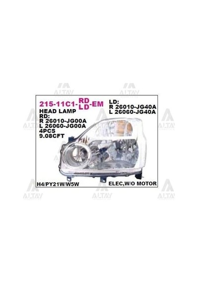 Depo 21511c1rldem Ön Far Sağ Nissan X-trail 07-08 26010jg40a