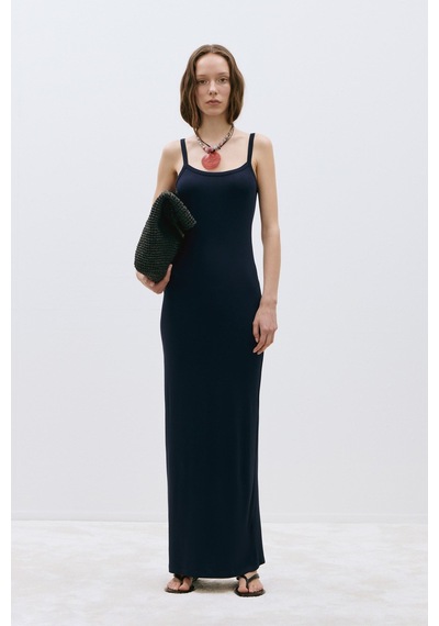 Suud Collection Lacivert Rae Askılı Basic Elbise