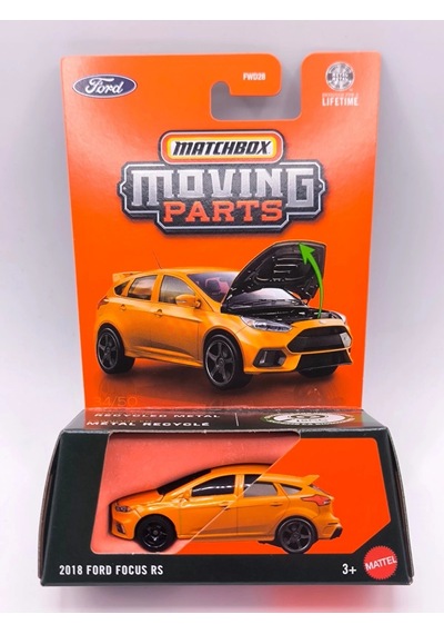 Matchbox Moving Parts 2018 Ford Focus Rs Açılır Kaput Detaylı 1:64 Model Araba Turuncu