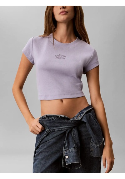 Calvin Klein Ss Seasonal Logo Bab, Vbk Mor Kadın T-shirt