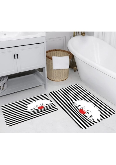 Eliana Home Dijital Baskılı 2'li Banyo Paspas Takımı Lna5264 Siyah