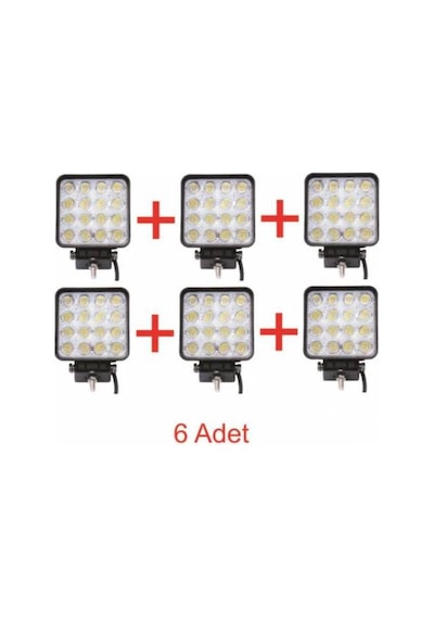 6 Adet 16 Led Kare Off Road Traktör Tir Kamyon Sis Fari Sis Lamba