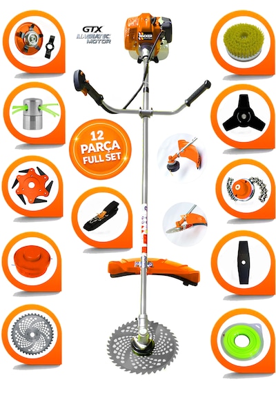 Prowackers German Zkr-6002 Stark Yan Tipi Benzinli Ot Çalı Çim Biçme Tırpanı+ 12 Pcs Komple Hoby Setli