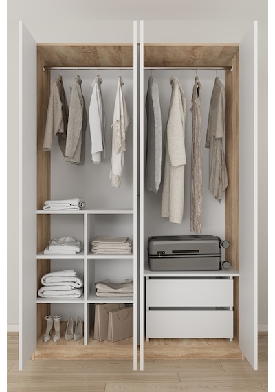 Aeka Ae-3191 Burç Aynalı 4 Kapaklı Çok Bölmeli Askılı Raflı Ve Çekmeceli 210x140x53cm Gardırop Sonoma - Beyaz Aeka Ae-3191 Burç Aynalı 4 Kapaklı Çok Bölmeli Askılı Raflı Ve Çekmeceli 210x140x53cm Gardırop Sonoma - Beyaz
