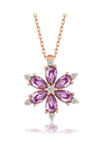 Casera's Gümüş Rose Mor Lotus Çiçeği Kadın Kolye Csr2180987 Gümüş