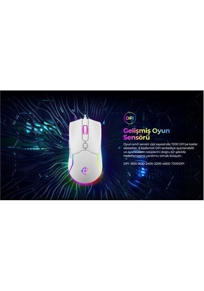 North Air White Rgb Kablolu Profesyonel Oyuncu Mouse Diğer
