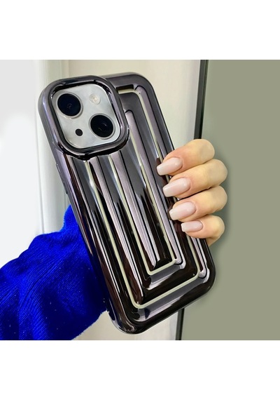 Apple Uyumlu iPhone 14 Rudra Seri Labirent Desen 3d Metalik Silikon Kapak