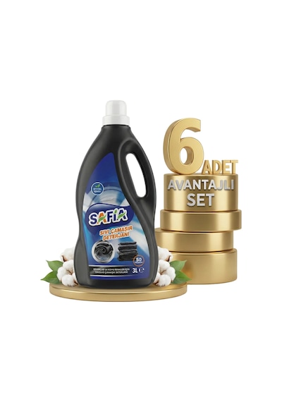 Safia Bitkisel Sıvı Çamaşır Makine Deterjanı Siyahlar 6x3 Lt 3 L
