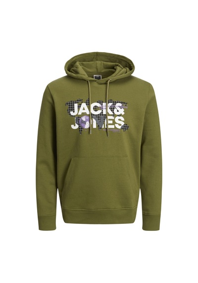 Jack & Jones Logolu Kapüşonlu Sweatshirt - Dust 12240214 Olive Branch Lacivert