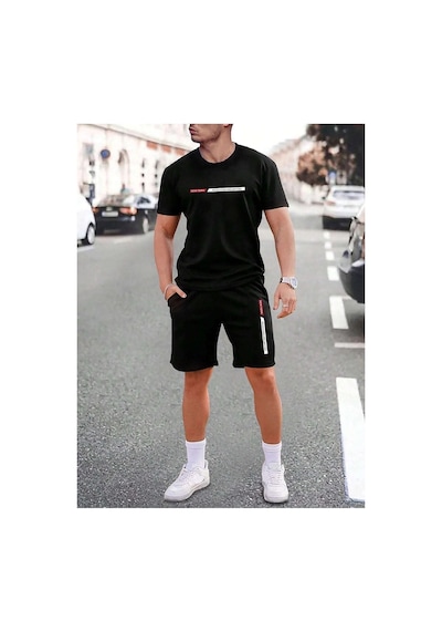 Newyork Çizgi T-shirt Şort - Siyah Alt Üst Kombin Şort Tişört Takım Baskılı Oversize Bisiklet Yaka Siyah Newyork Çizgi T-shirt Şort - Siyah Alt Üst Kombin Şort Tişört Takım Baskılı Oversize Bisiklet Yaka Siyah