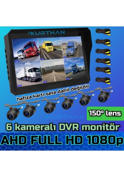 Ahd 1080p 10'' Dvr Monitör 6 Adet Ahd 1080p Kelebek Kamera Seti