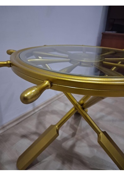 Orta Sehpa Dümen 90636 Model Ahşap Çapraz X Ayak Parlak Gold Lake Boya El Yapım Gold