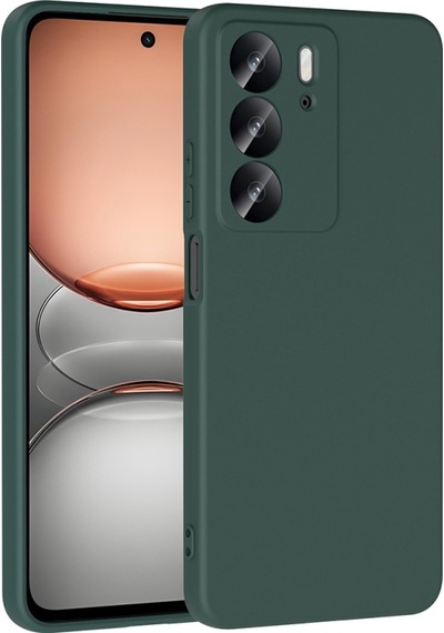 Realme C75 Kılıf İçi Telefonu Çizmeyen Kadife Kaplı Dışı Soft Yapılı Esnek Lansman Kapak Ryc/mara Koyu Yeşil