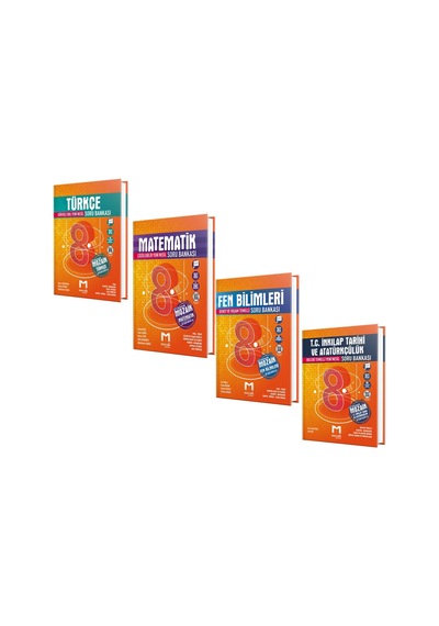 Mozaik 8.sınıf Türkçe Matematik Fen Ve İnkılap Tarihi Soru Bankası Seti 4 Kitap