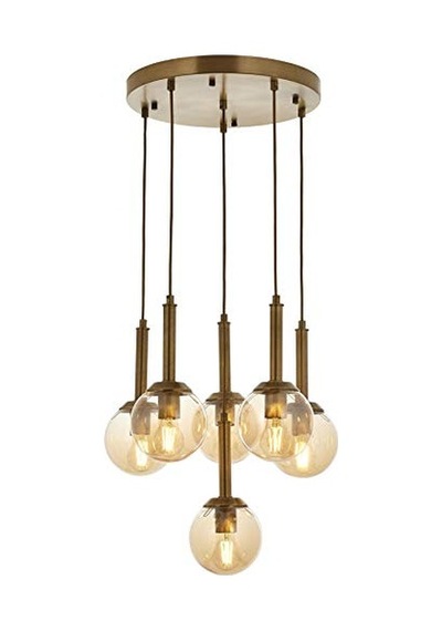 Av-60216-6et Eskitme Kaplama Modern Avize, E27, Metal, Cam, 50cm Genel