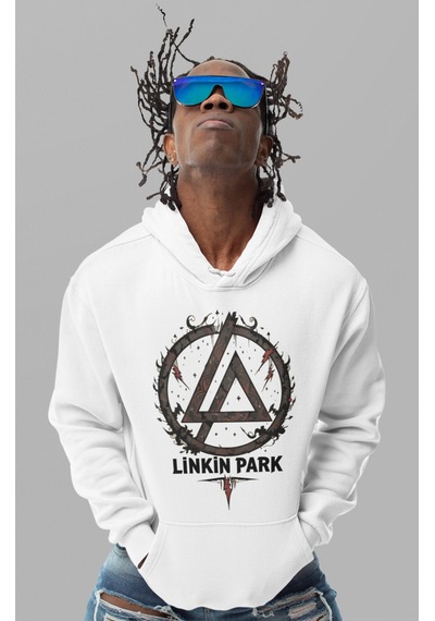 Sevbano Rock Metal Müzik Grubu Linkin Park Baskılı Unisex Oversize Hoodie beyaz