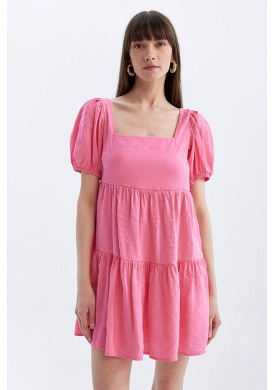 DeFacto Babydoll Kare Yaka Kısa Kollu Midi Elbise C5291AX24HSPN625