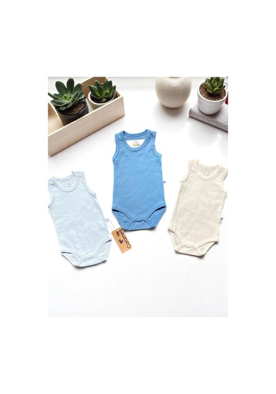 Altıntaş Baby Caramell Yumuşak Ve Nefes Alabilen %100 Pamuk 3'lü Body Set Erkek Bebek Mavi Mavi