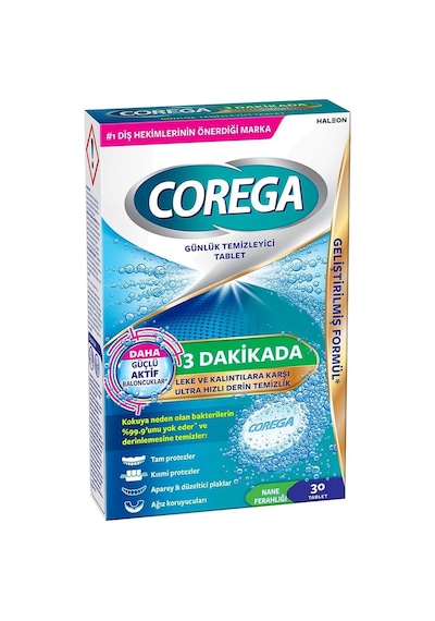 Corega 3 Dakikada Protez Temizleyici Tablet 30'lu