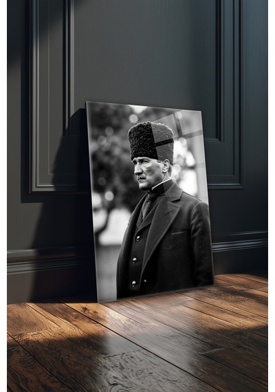 Atatürk Siyah Beyaz Kırılmaz Cam Tablo