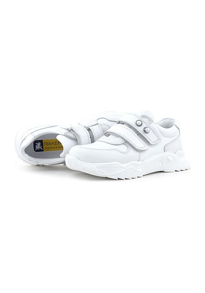 Rakerplus Hakiki Deri Beyaz Taşlı Kız Çocuk Sneakers Ayakkabı Beyaz
