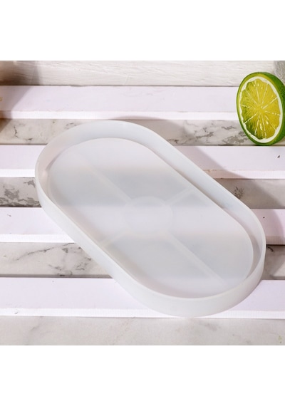 Silikon Kalıp Taş Tozu İthal Dekoratif Orta Boy Oval Tabak Kalıbı Parafin Mum Epoksi Hb80-0185