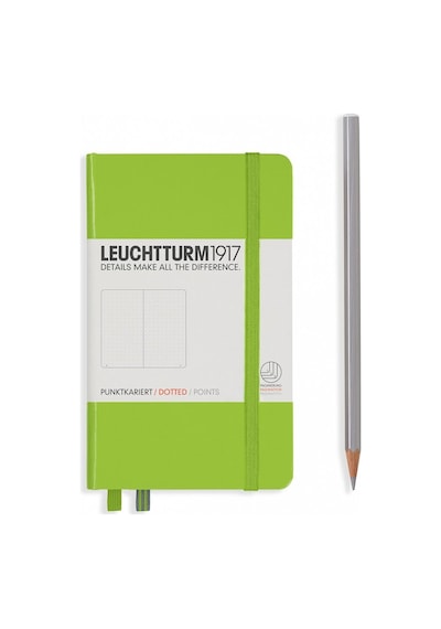 Leuchtturm1917 Not Defteri Cep Boy A6 , Sert Kapak, 187 Numaralandırılmış Sayfa, Noktalı, Lime Yeşil