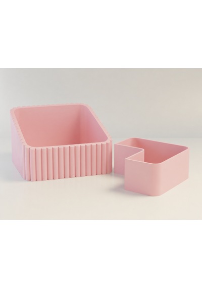3d Baskı Fıstık Kasesi - Çift Hazneli Kabuk Ayırıcı Sunum Kasesi - Pembe Pembe Diğer