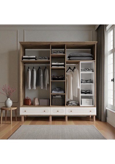 Comiet Sally 5 Kapaklı Aynalı Çekmeceli Mdf Gardırop Aytaşı
