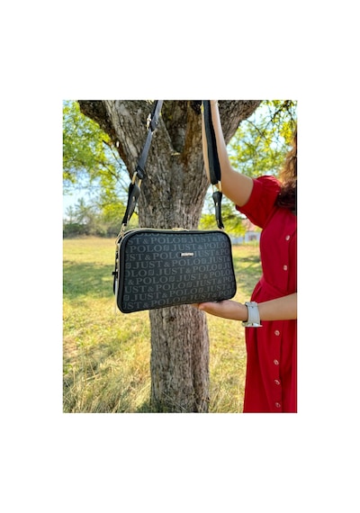 Just Polo Kadın Yeni Sezon Baskılı Omuz Çantası Ve Cüzdanı Kombin 232053mh Siyah 06270661