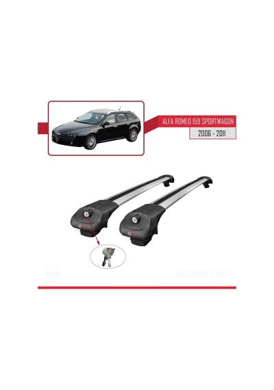 Alfa Romeo 159 Sportwagon 2006-2011 Arası İle Uyumlu Ace-1 Ara Atkı Tavan Barı Gri