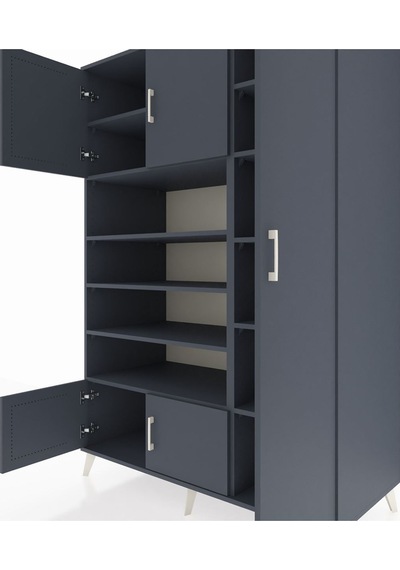 Kronos Dolap 11 Raflı 5 Kapaklı 132x59x195 Antrasit-antrasit/antrasit Antrasıt/antrasıt - Antrasıt
