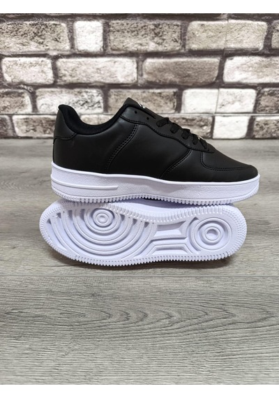Unisex Günlük Ortopedik Esnek Taban Bağcıklı Spor Ayakkabı Ergonomik Rahat Nefes Alabilen Siyah - Beyaz
