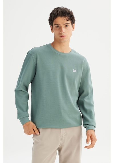 Lee %100 Pamuk Regular Fit Logo Detaylı Erkek Sweatshirt L2520367801 Yeşil
