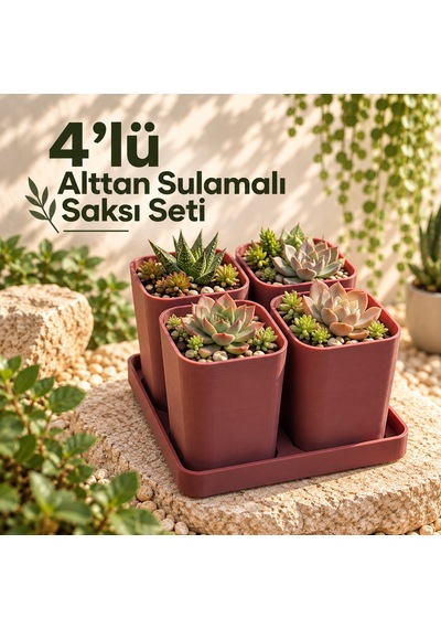 4'lü Alttan Sulamalı Saksı Seti