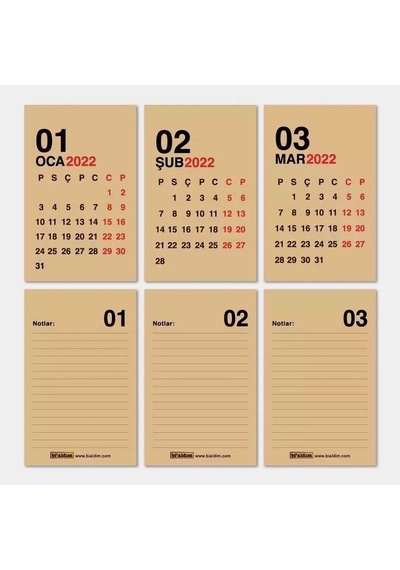Haftalık Planlayıcı 2027 Masa Takvimi Kırmızı Kraft