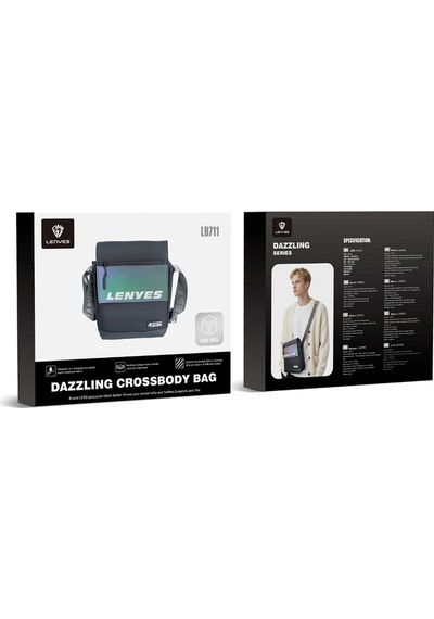 Lenyes Lb711 Dazzling Crossbody Serisi Çok Amaçlı Su Geçirmez Çapraz Vücut Çantası Siyah Siyah